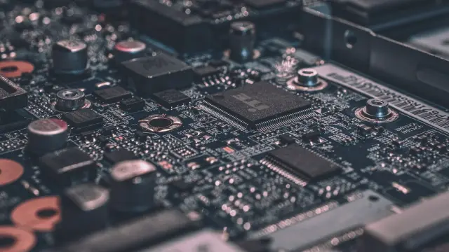 Technology circuit board representing model architecture